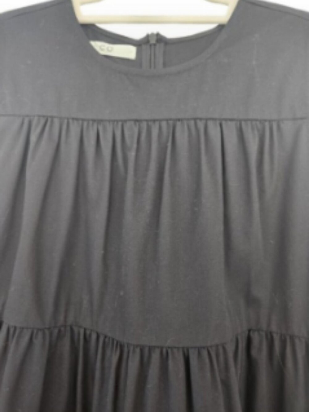 CO Essentials Black Cotton Poplin Tiered Sleeveless Maxi Dress SZ M - Picture 6 of 12